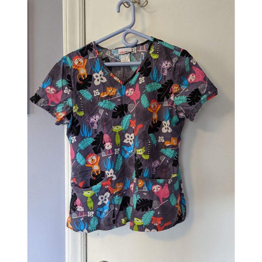 Medium Scrubstar animal print scrub top